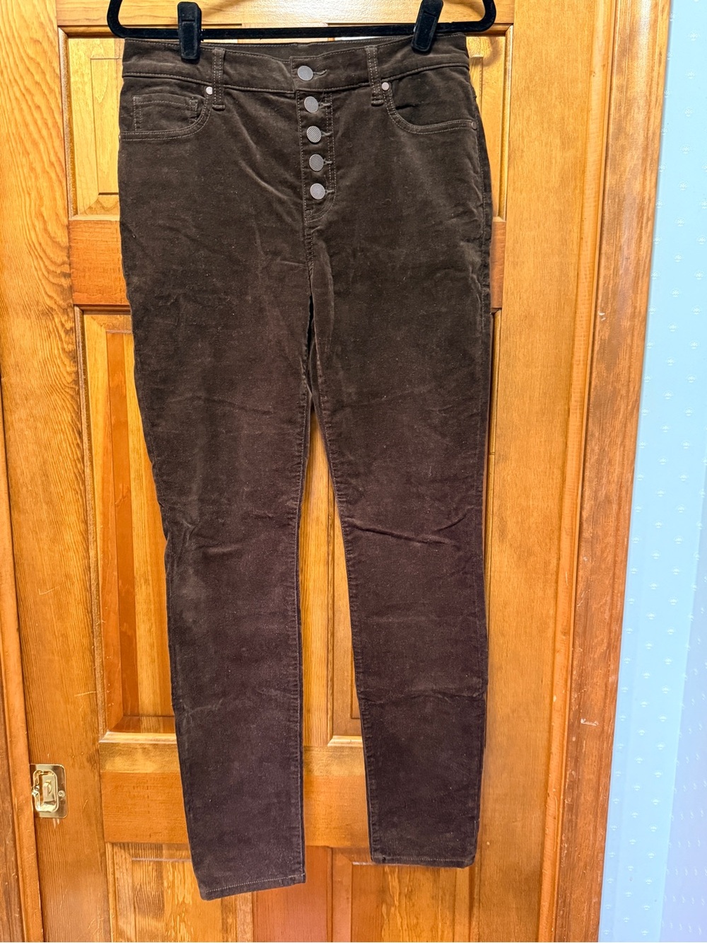 CAbi Dark Brown High-Rise Button-Fly Corduroy Pants